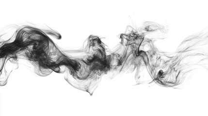 Fototapeta premium Abstract Black and White Smoke Overlay on White Background for Artistic Design and Creative Projects