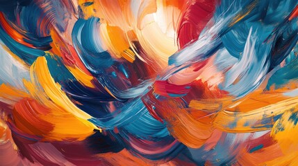 Vibrant Abstract Brush Strokes in Bold Colors with Swirling Patterns and Dynamic Composition for Modern Art Lovers