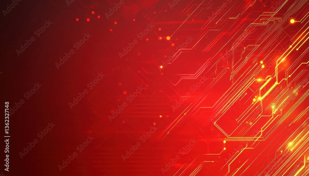 Aufkleber abstract red and gold circuit background