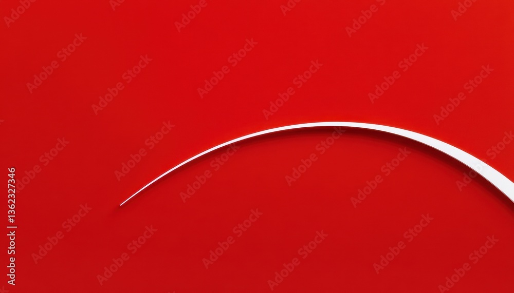 Poster abstract red and white curved line minimalist design