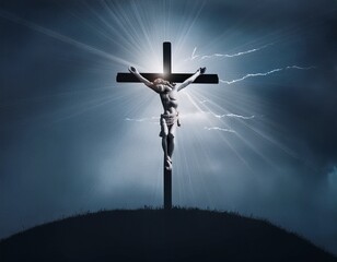 Viernes Santo. Representación artística de la Crucifixión con gran realismo