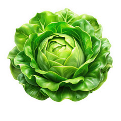A vibrant, fresh green cabbage showcasing its crisp leaves and intricate layers, perfect for healthy cooking and salads.