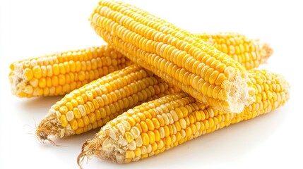 Delicious Corn Sticks Arranged Neatly, Isolated White Background