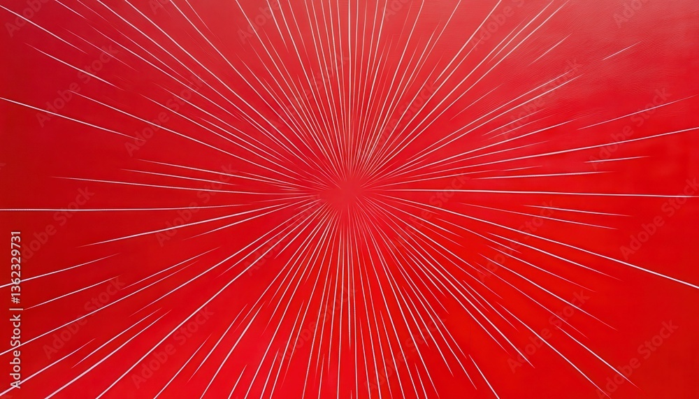 Poster Abstract Red Background with Radial Light Lines and Dots