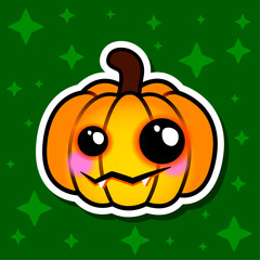 Pumpkin kawaii Halloween holiday bright orange witch hat