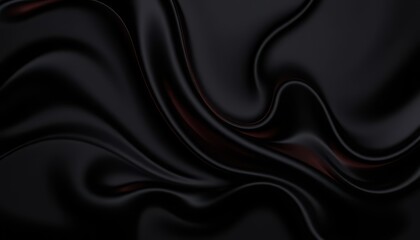 Abstract silk-like black wave forms, smooth flowing liquid lines and shapes, undulating, illustration