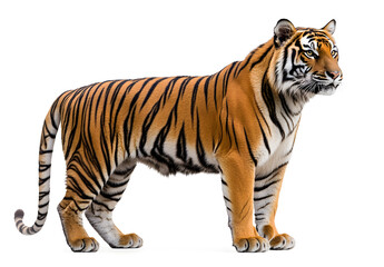 Obraz premium Striking Tiger Isolated on White Background