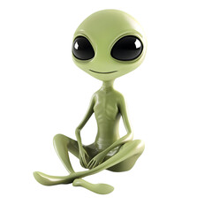 3D Rendered Green Alien Sitting