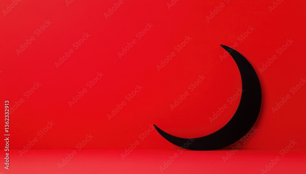 Aufkleber black crescent moon on red background