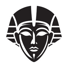 Divine Pharaoh Mask silhouette, a sacred emblem of kingship - Pharaoh Mask illustration - Pharaoh Mask minimalist vector - Egyptian silhouette

