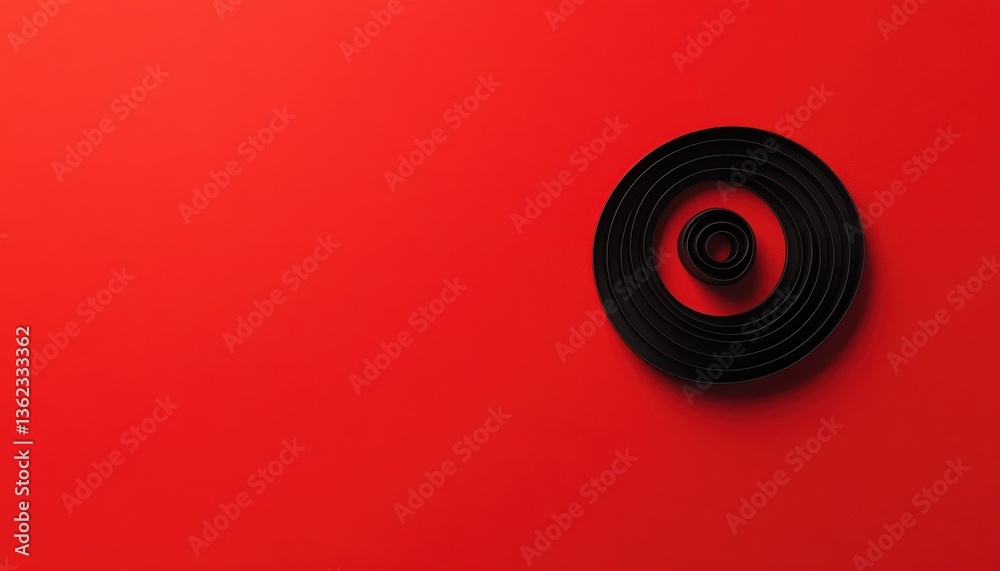 Poster black spiral circle on red background