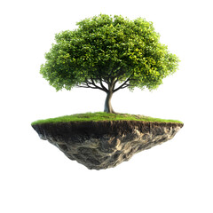 Floating Island With Lush Green Tree