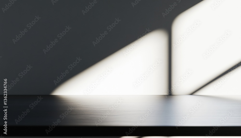 Aufkleber dark table illuminated by bright sunlight and shadows