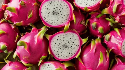 Exotic Pitahaya Delights: A vibrant collection of pitahaya, showcasing the unique textures and colors of this tropical fruit.
