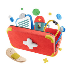 First Aid Box, 3D Medical clay style Icon Pack