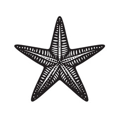 Black Color Starfish Silhouette Vector Illustration, Solid White Background