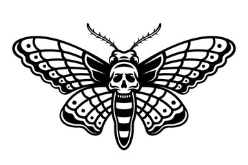 Detailed moth tattoo style vector illustration, gothic and mystical elements. Perfect for vintage, boho, occult, and esoteric designs