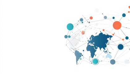 Fototapeta premium Global Network Connection: Abstract World Map with Dots and Lines