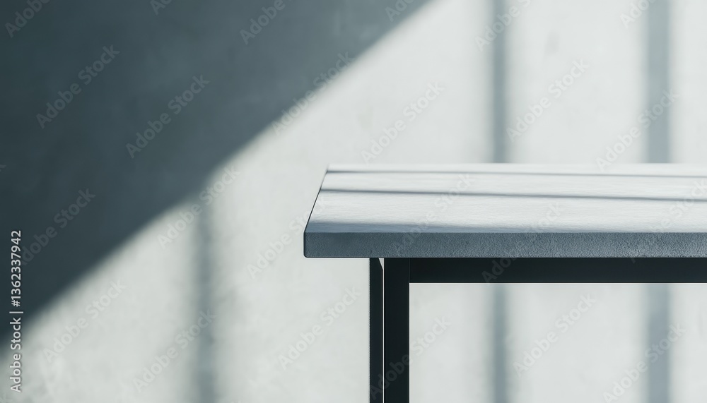 Aufkleber grey metal table with light and shadow on concrete wall background