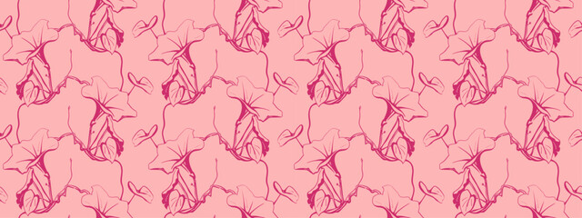 Elegant pink floral pattern.  Subtle line art design creates a delicate, romantic mood. Perfect for textiles, stationery, websites, or any project needing a touch of feminine sophistication.
