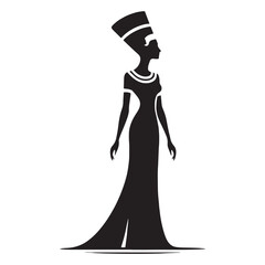 Historic Nefertiti silhouette, forever etched in the annals of time - Nefertiti illustration - Nefertiti minimalist vector - Egyptian Queen silhouette - Egyptian silhouette

