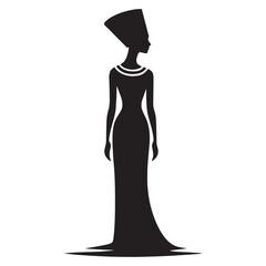 Powerful Nefertiti silhouette, a queen of unshakable influence - Nefertiti illustration - Nefertiti minimalist vector - Egyptian Queen silhouette - Egyptian silhouette

