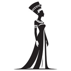 Enigmatic Nefertiti silhouette, whispering secrets of the past - Nefertiti illustration - Nefertiti minimalist vector - Egyptian Queen silhouette - Egyptian silhouette

