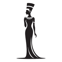 Imperial Nefertiti silhouette, embodying power and femininity - Nefertiti illustration - Nefertiti minimalist vector - Egyptian Queen silhouette - Egyptian silhouette

