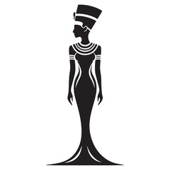 Divine Nefertiti silhouette, honored among gods and pharaohs - Nefertiti illustration - Nefertiti minimalist vector - Egyptian Queen silhouette - Egyptian silhouette

