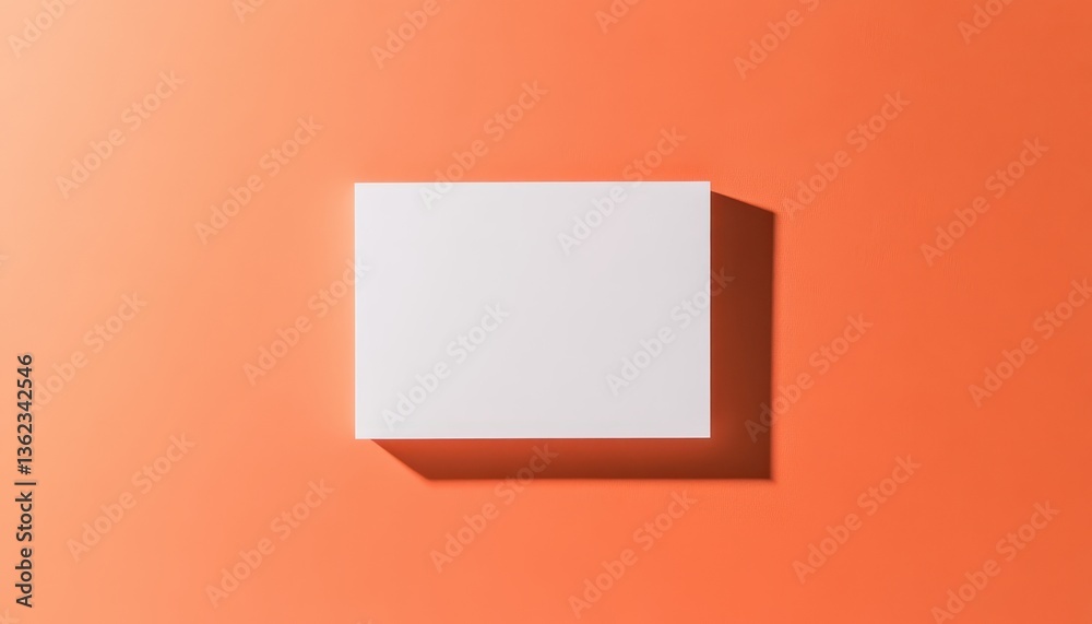 Poster white blank notepad on orange background