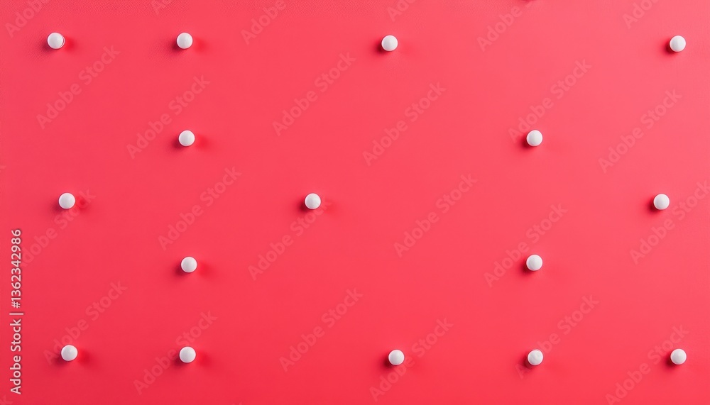 Poster White Dots on Red Background: Minimal Geometric Pattern