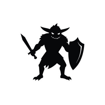 recommend clip art: Mysterious Goblin Silhouette on White Background  Fantasy Creature Design