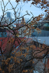 Various historic and contemporary buildings in downtown Zagreb, Croatia.