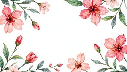 Delicate watercolor floral pattern on white background, art, summer