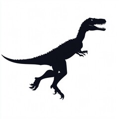 Fototapeta premium Velociraptor Running Silhouette in Motion, Agile Predator in Black and White Vector
