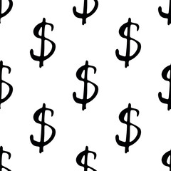 Seamless pattern with dollar currency symbol for decorative print, wrapping paper, greeting cards, wallpaper and fabric