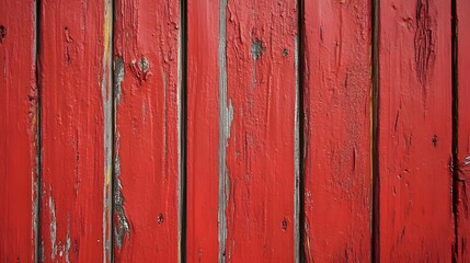 Fototapeta premium 16. A wooden surface painted red with visible grain texture