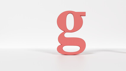8K 3D Lowercase Letter g – High-Resolution Alphabet Flash Card and Typography Render