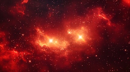 27. A cosmic red background with glowing stars and nebula patterns