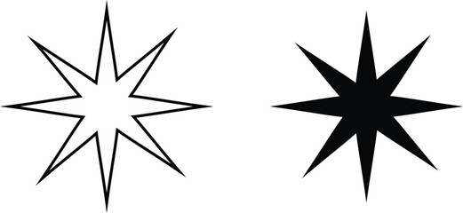 Sparkle icon set isolated on transparent background. flat and line style collection vectors for decoration. stars sparkles icon for your web site design, logo, app, UI. stars black symbol. glint sign.