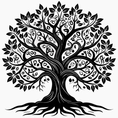 Obraz premium black and white floral ornament