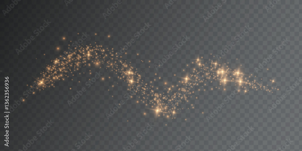Poster gold light. vector glitter particles. shining bokeh