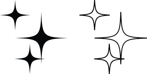 Sparkle icon set isolated on transparent background. flat and line style collection vectors for decoration. stars sparkles icon for your web site design, logo, app, UI. stars black symbol. glint sign.