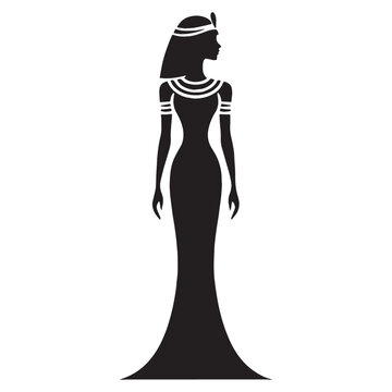 Commanding Cleopatra silhouette, ruling with grace - Cleopatra illustration - Cleopatra vector - Egyptian queen silhouette - Egyptian silhouette

