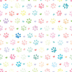Colorful paw prints seamless pattern