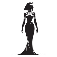 Majestic Cleopatra silhouette, embodying the power of Egypt - Cleopatra illustration - Cleopatra vector - Egyptian queen silhouette - Egyptian silhouette


