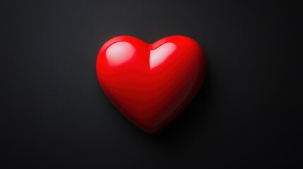 Fototapeta premium Red Heart on Black: A Minimalist Symbol of Emotion and Simplicity