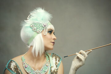 Mint Green Flapper Portrait