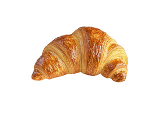 a fresh croissant on a white plate, with studio lighting, on a plain white background, png