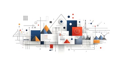 Abstract Data Analysis Geometric Shapes Charts Diagrams